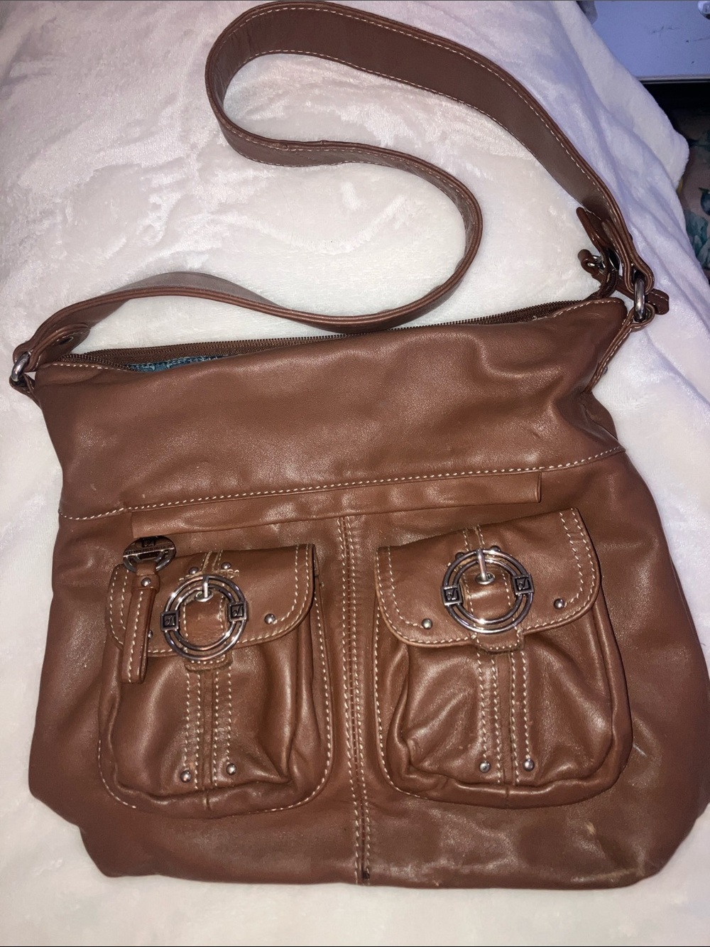 Stone Mountain Accessories Tan Crossbody Shoulder Bag with Front Buckle Pockets